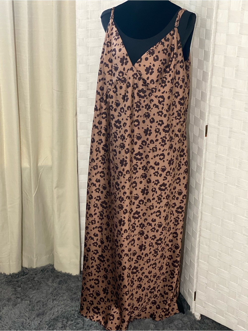Leopard Print Slip Maxi Dress in Brown and Black XXL - Picture 3 of 9